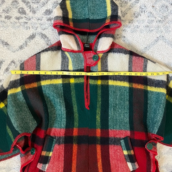 Vintage Plaid Wool Poncho - Picture 3 of 6